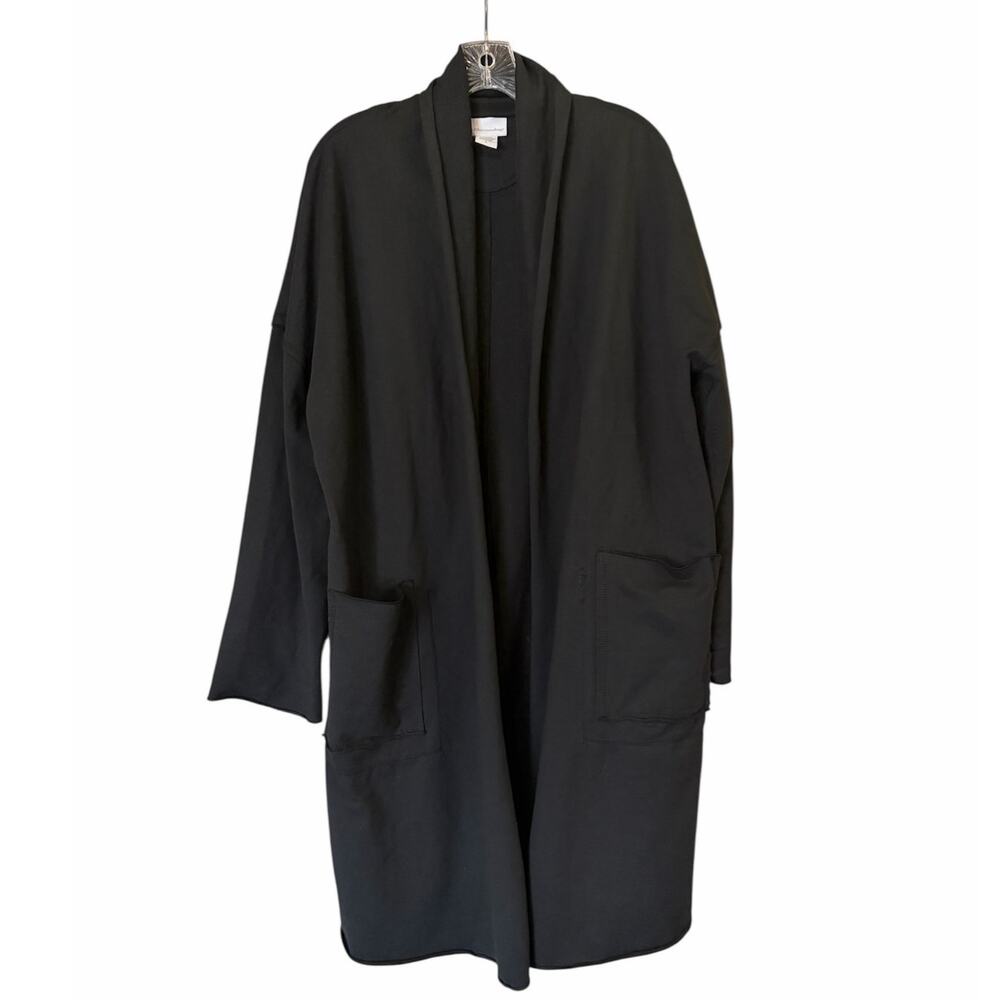 Soft Surroundings Womens Size Small Black Longline Open Front Cardigan Sweater